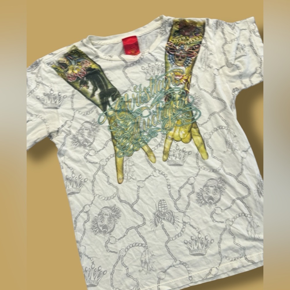 Vintage Y2K Christian Audigier Kids T-Shirt tattoo Ed Hardy